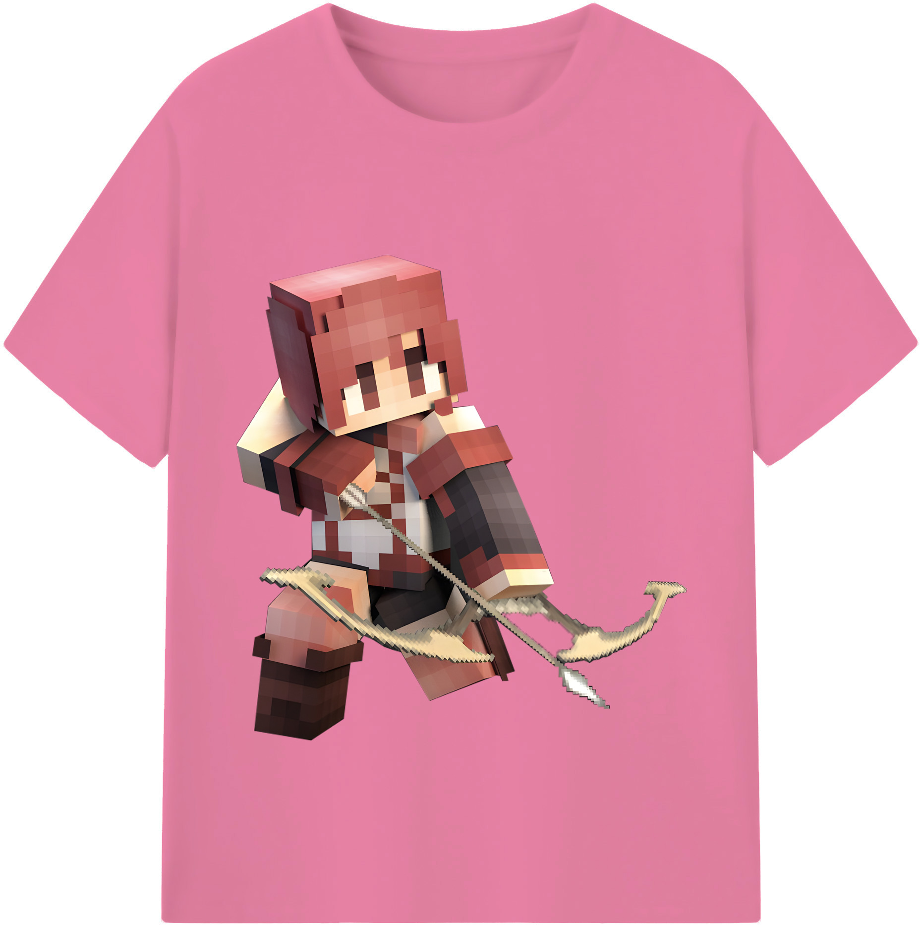 （画像用） マインクラフト ブロックの世界 Minecraft MC Block world 綿100％半袖Tシャツ（フロントプリント）